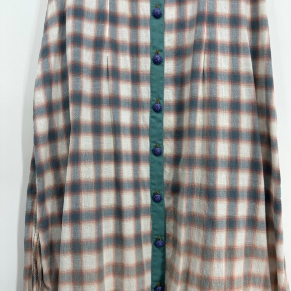 Anthropologie Plaid and Floral Maxi Dress - Black, White, Blue, Multicolor - Picture 5 of 12